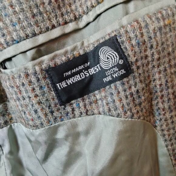 Vintage Imperial of Haggar Men's Sz 40 Pure Wool Tweed Blazer Elbow Patches - Picture 4 of 9